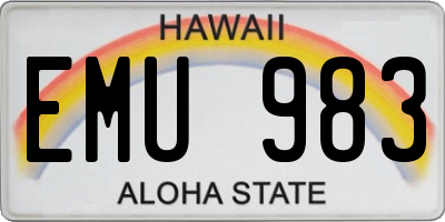 HI license plate EMU983