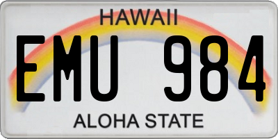 HI license plate EMU984