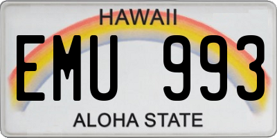 HI license plate EMU993