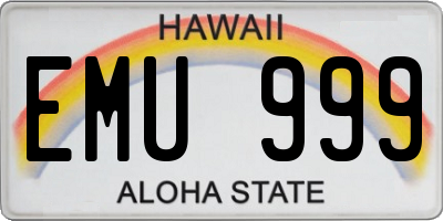 HI license plate EMU999