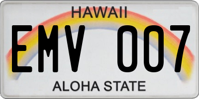 HI license plate EMV007