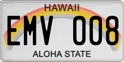 HI license plate EMV008