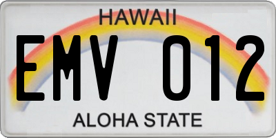 HI license plate EMV012
