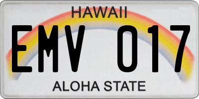 HI license plate EMV017