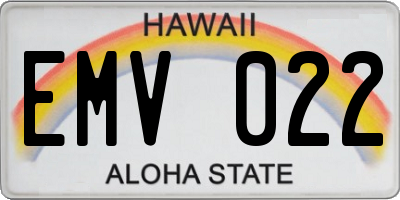 HI license plate EMV022