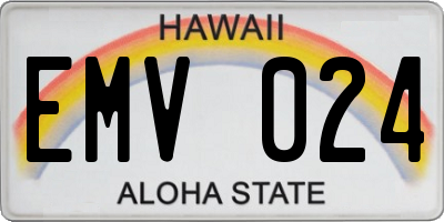 HI license plate EMV024