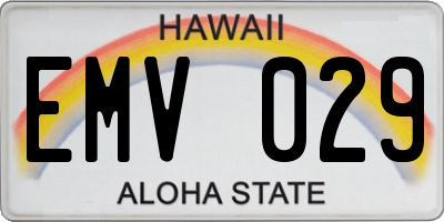 HI license plate EMV029
