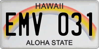 HI license plate EMV031
