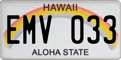HI license plate EMV033