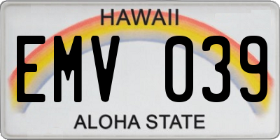 HI license plate EMV039