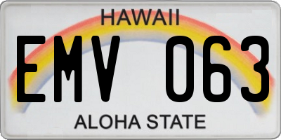 HI license plate EMV063