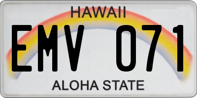 HI license plate EMV071