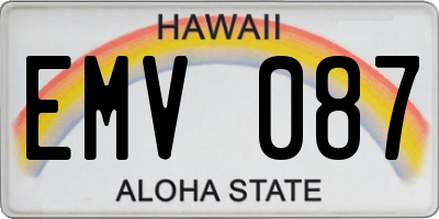 HI license plate EMV087