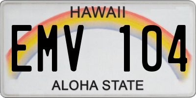 HI license plate EMV104
