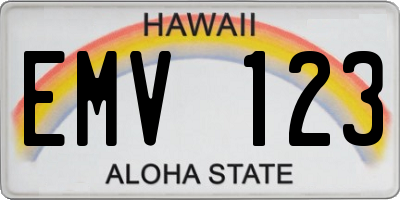 HI license plate EMV123