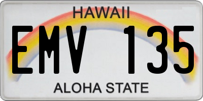 HI license plate EMV135
