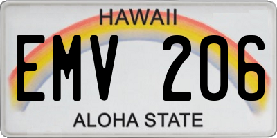 HI license plate EMV206