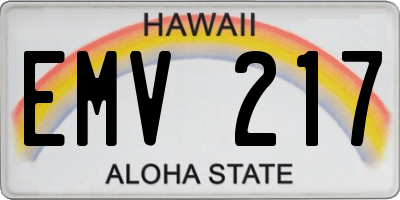 HI license plate EMV217