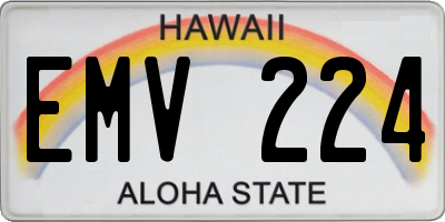 HI license plate EMV224
