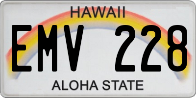 HI license plate EMV228