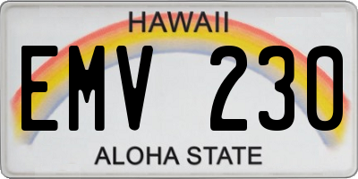 HI license plate EMV230