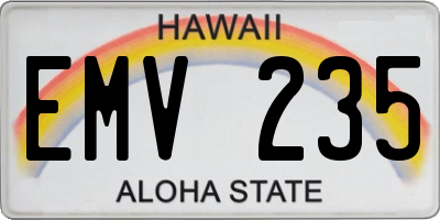 HI license plate EMV235