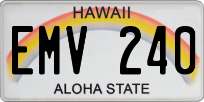HI license plate EMV240