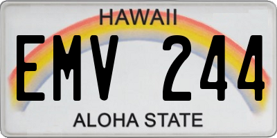 HI license plate EMV244