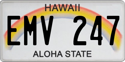 HI license plate EMV247