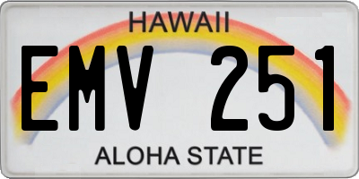 HI license plate EMV251