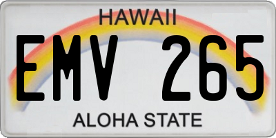 HI license plate EMV265