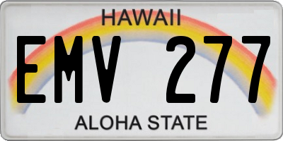 HI license plate EMV277