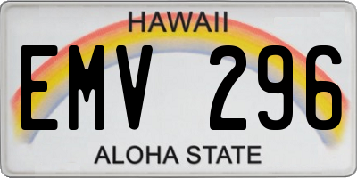 HI license plate EMV296