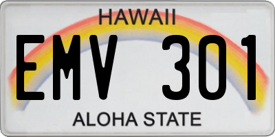 HI license plate EMV301