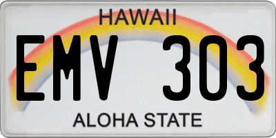 HI license plate EMV303