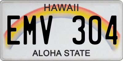 HI license plate EMV304
