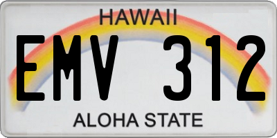 HI license plate EMV312