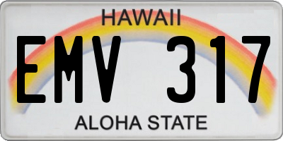 HI license plate EMV317