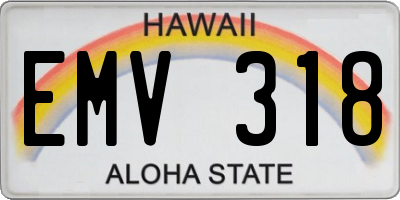 HI license plate EMV318