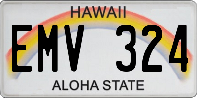 HI license plate EMV324