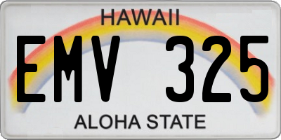 HI license plate EMV325