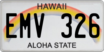HI license plate EMV326