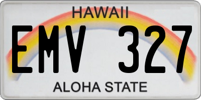 HI license plate EMV327