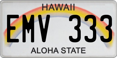 HI license plate EMV333
