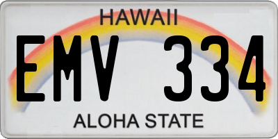 HI license plate EMV334