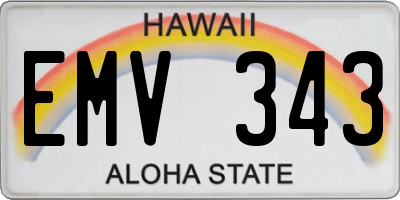 HI license plate EMV343