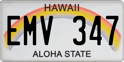 HI license plate EMV347