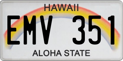 HI license plate EMV351