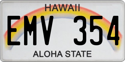 HI license plate EMV354