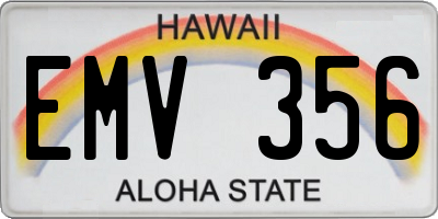 HI license plate EMV356